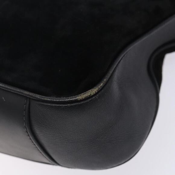 GUCCI Bamboo Hand Bag Suede Black Gold 001 001 - Picture 12 of 16